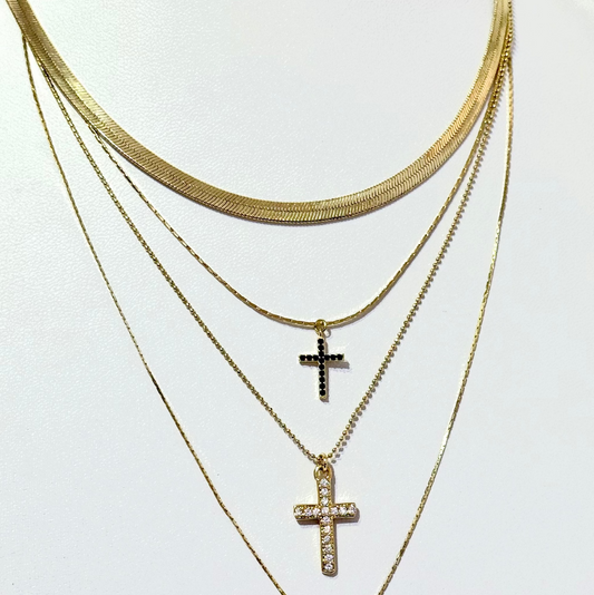 Collar Cruz Con circones Cadena militar