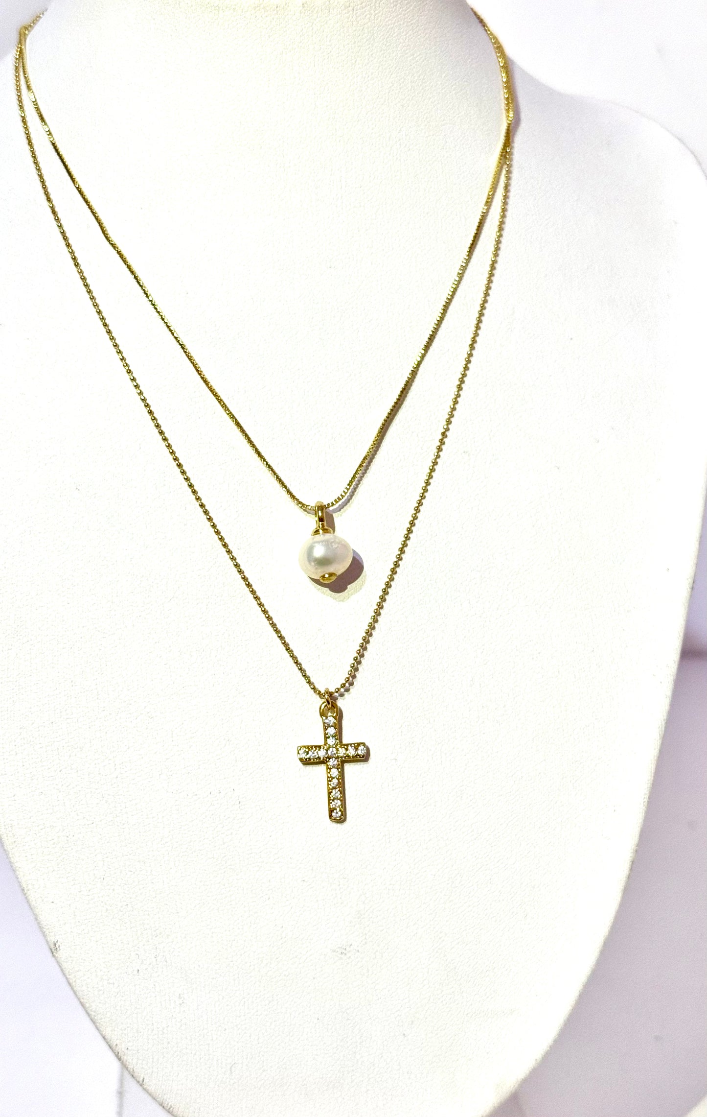 Collar Cruz Con circones Cadena militar