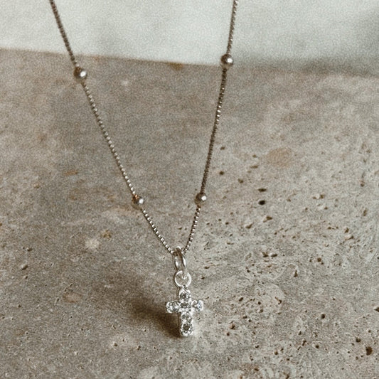 Collar Cruz Pequeña Plata